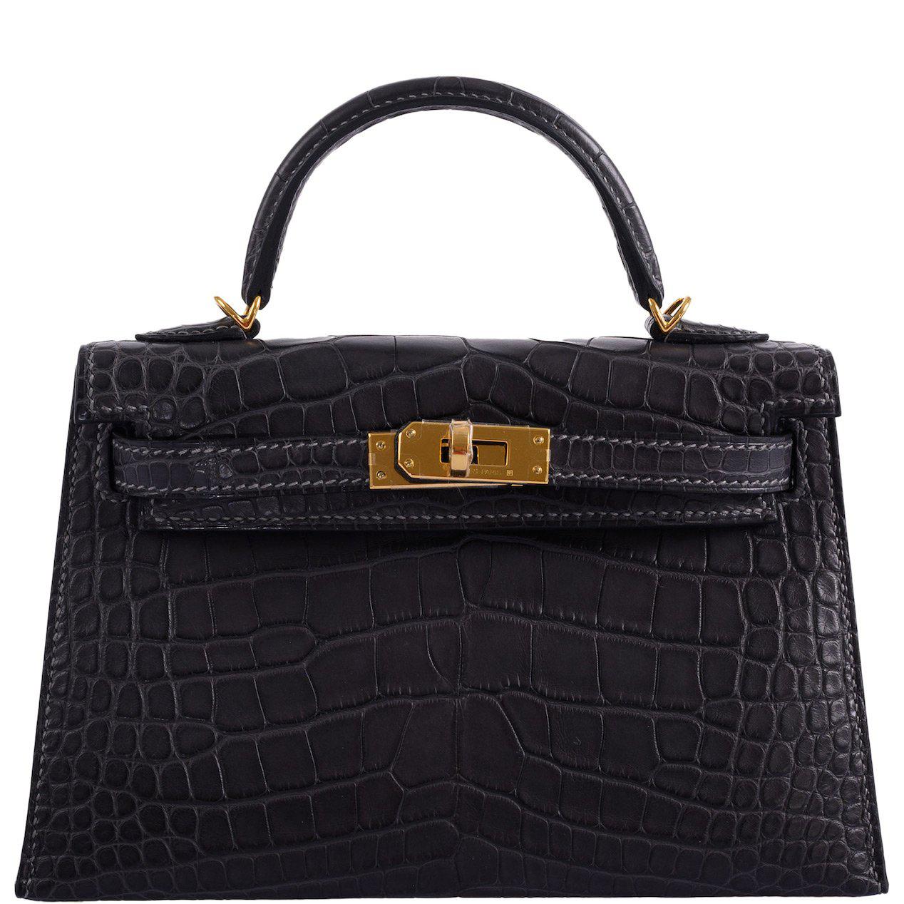 Hermès Kelly 20 Mini II Sellier Graphite Matte Alligator Gold Hardware