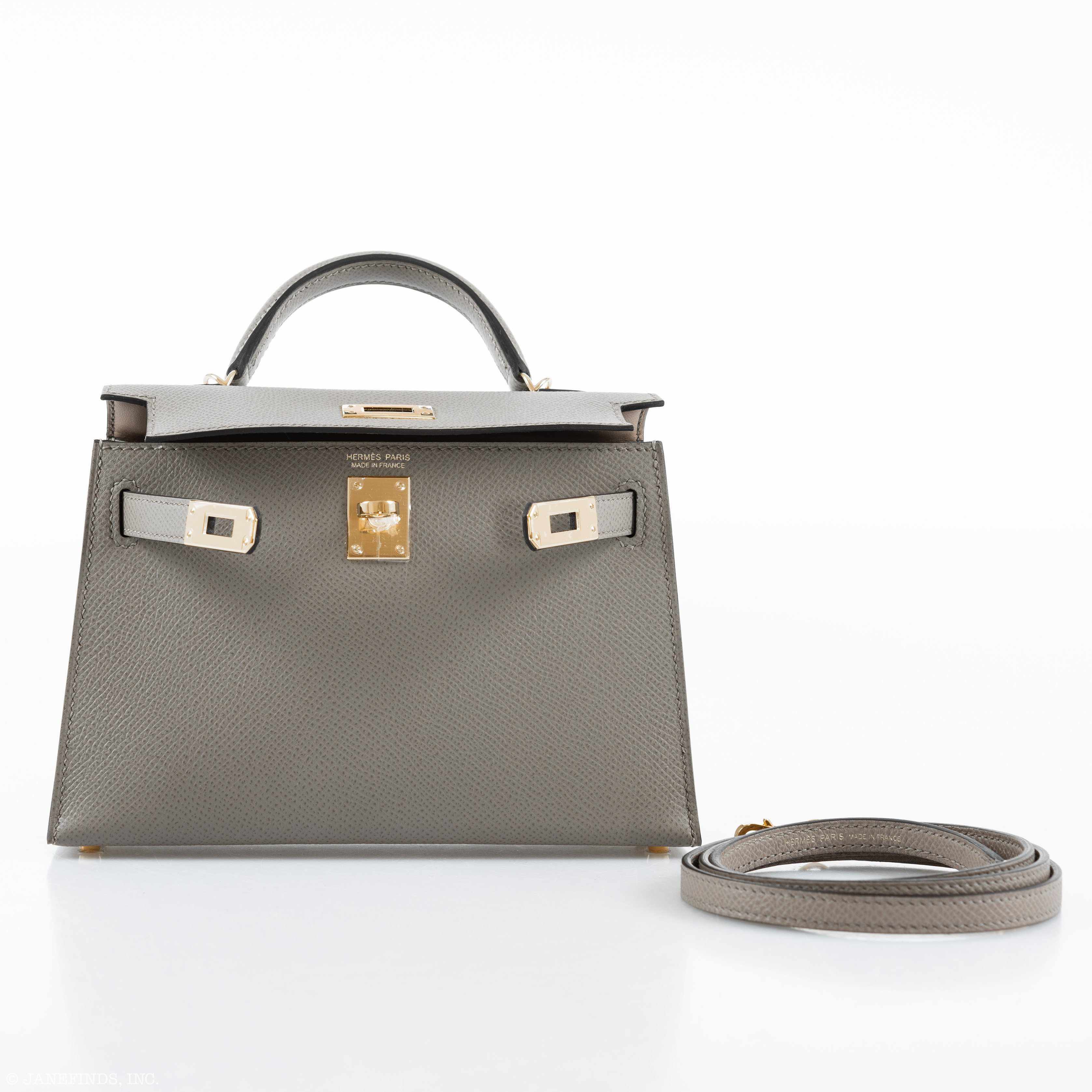 Hermès Kelly 20 Mini II Sellier Gris Asphalte Epsom Gold Hardware