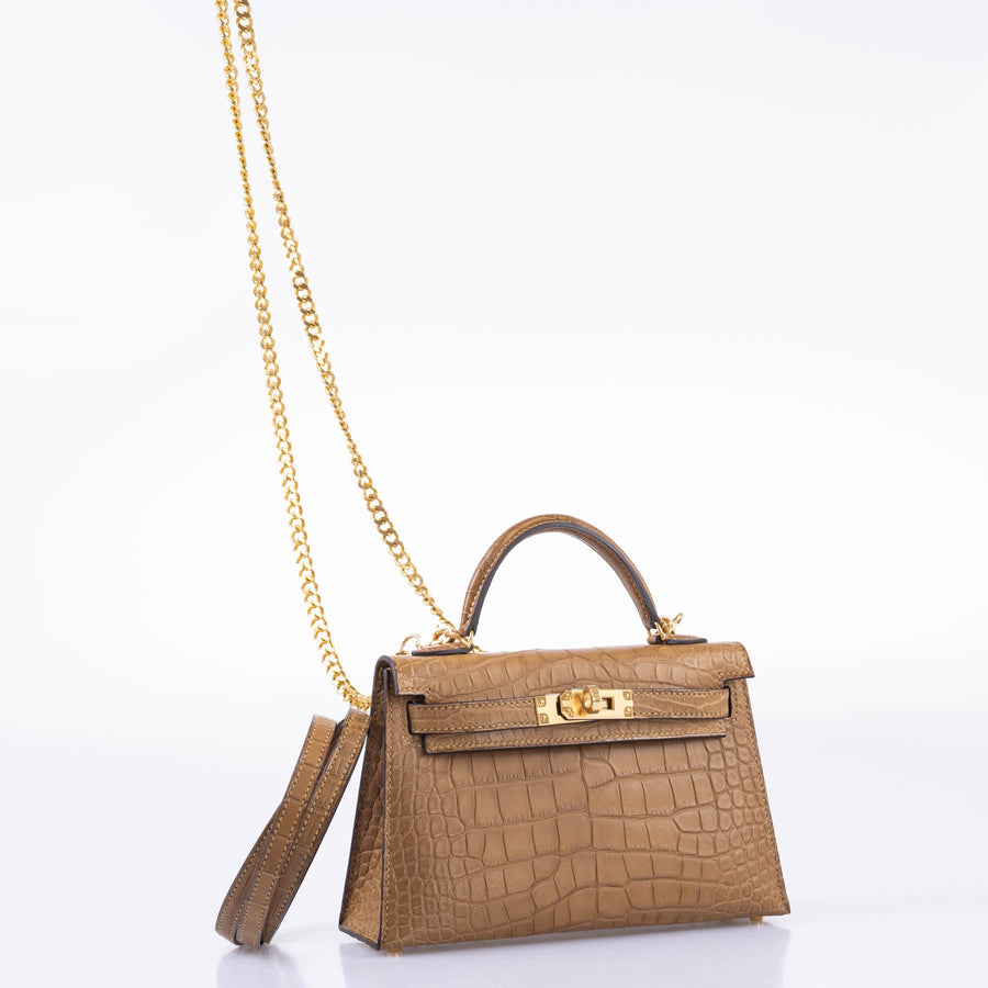 Hermès Kelly 20 Mini II Sellier Kraft Alligator Gold Hardware