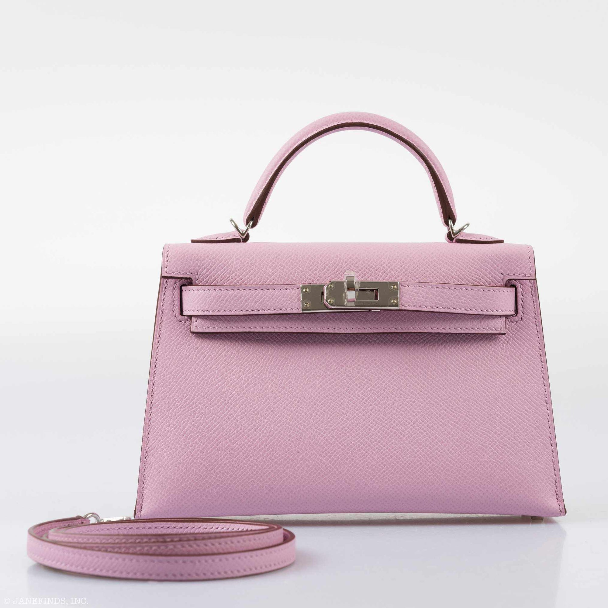 Hermès Mini Kelly II 20 Sellier Mauve Sylvestre Epsom Palladium Hardware