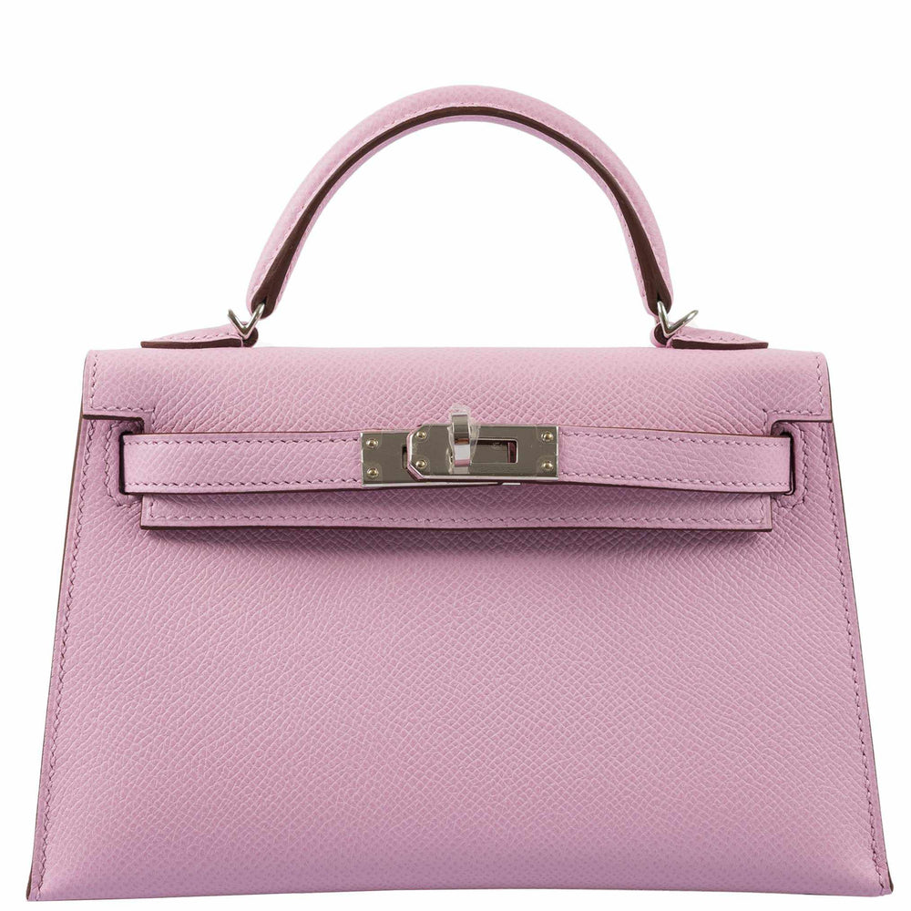 Hermès Mini Kelly II 20 Sellier Mauve Sylvestre Epsom Palladium Hardware