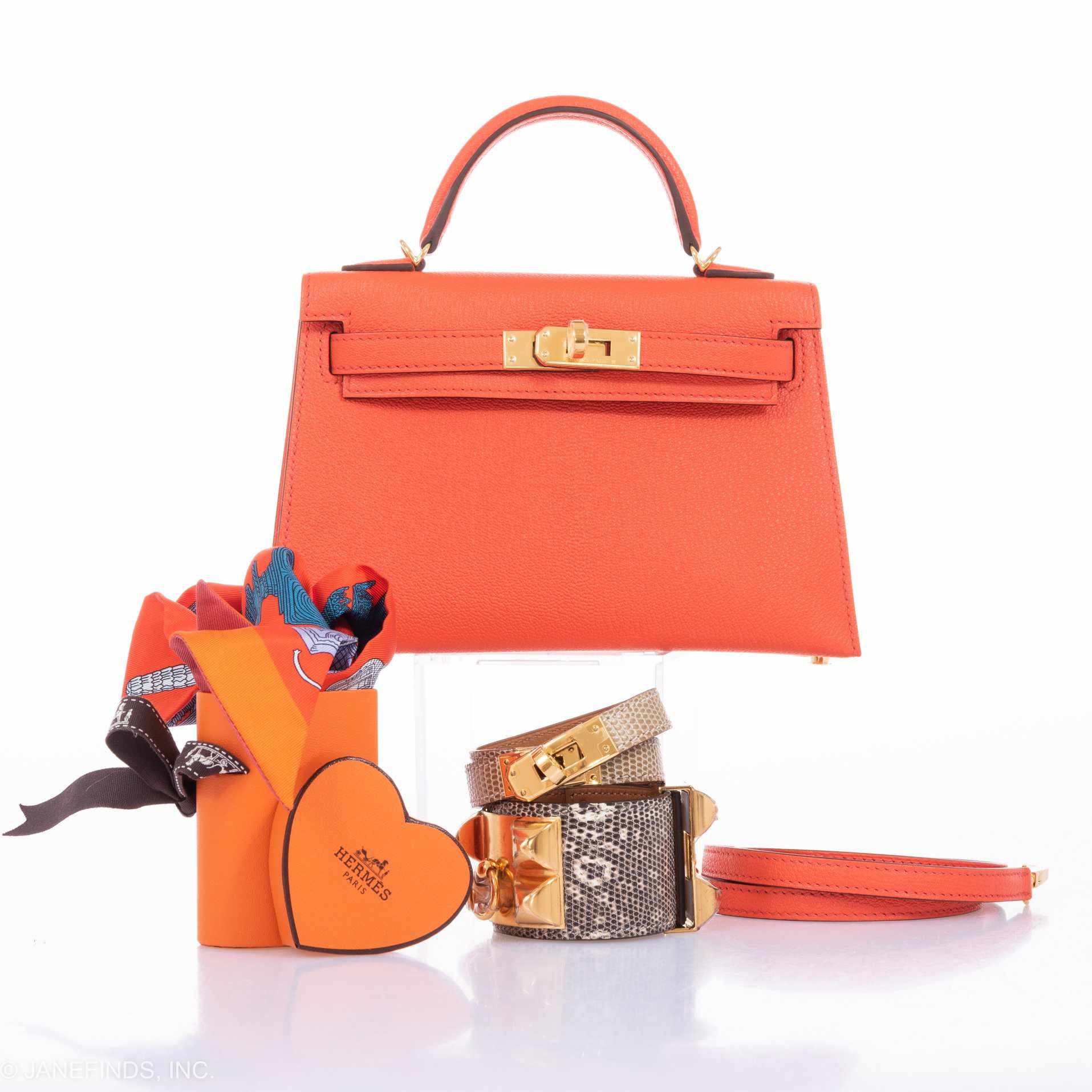 Hermès Kelly 20 Mini II Sellier Orange Poppy Chevre Gold Hardware