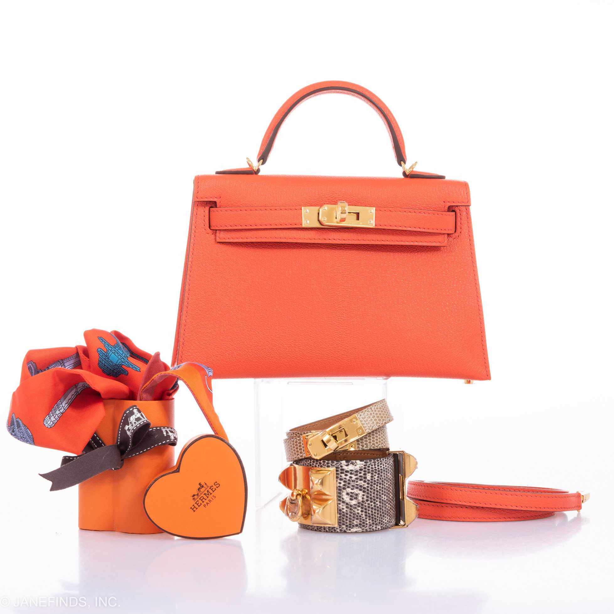 Hermès Kelly 20 Mini II Sellier Orange Poppy Chevre Gold Hardware