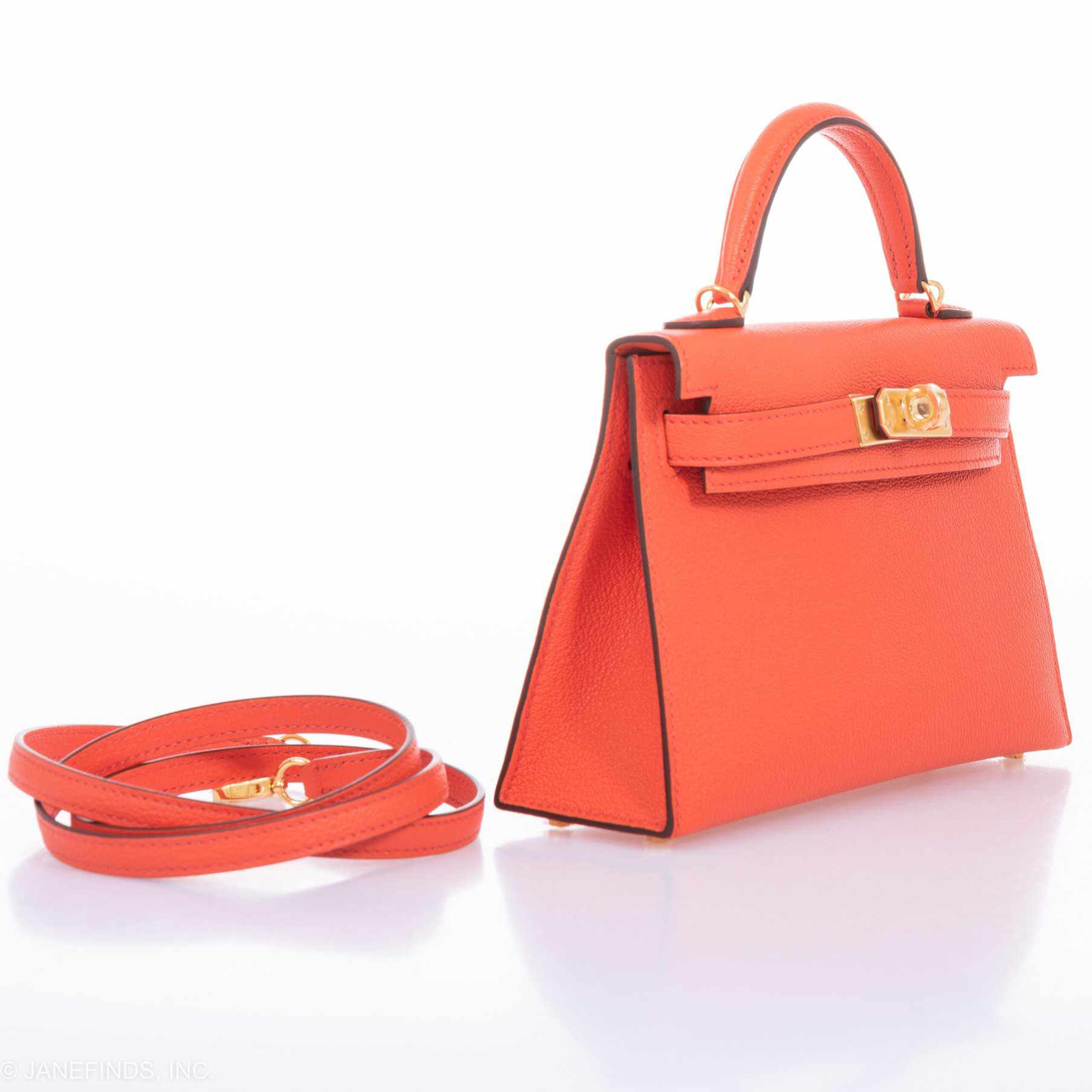 Hermès Kelly 20 Mini II Sellier Orange Poppy Chevre Gold Hardware