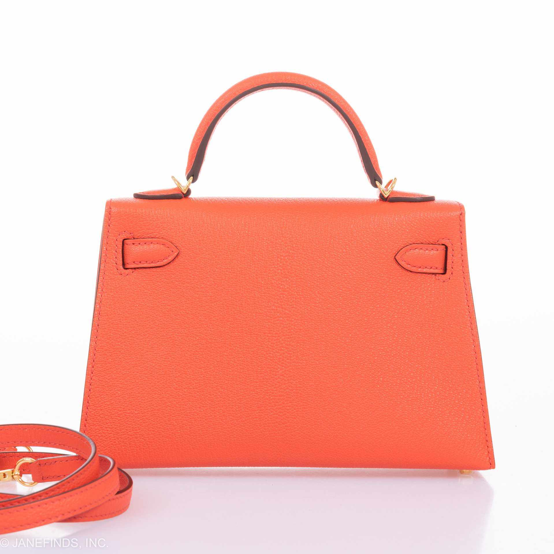 Hermès Kelly 20 Mini II Sellier Orange Poppy Chevre Gold Hardware