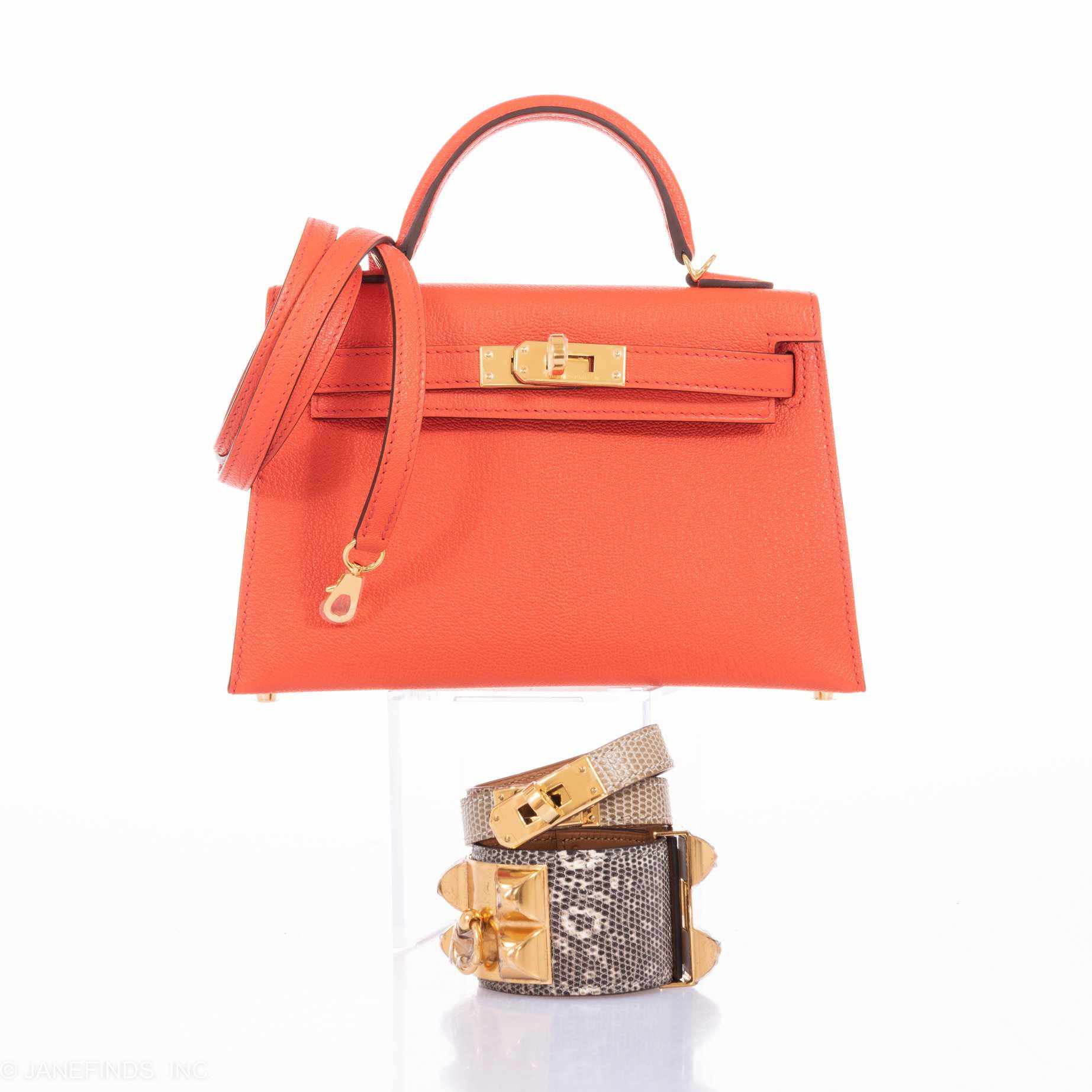 Hermès Kelly 20 Mini II Sellier Orange Poppy Chevre Gold Hardware