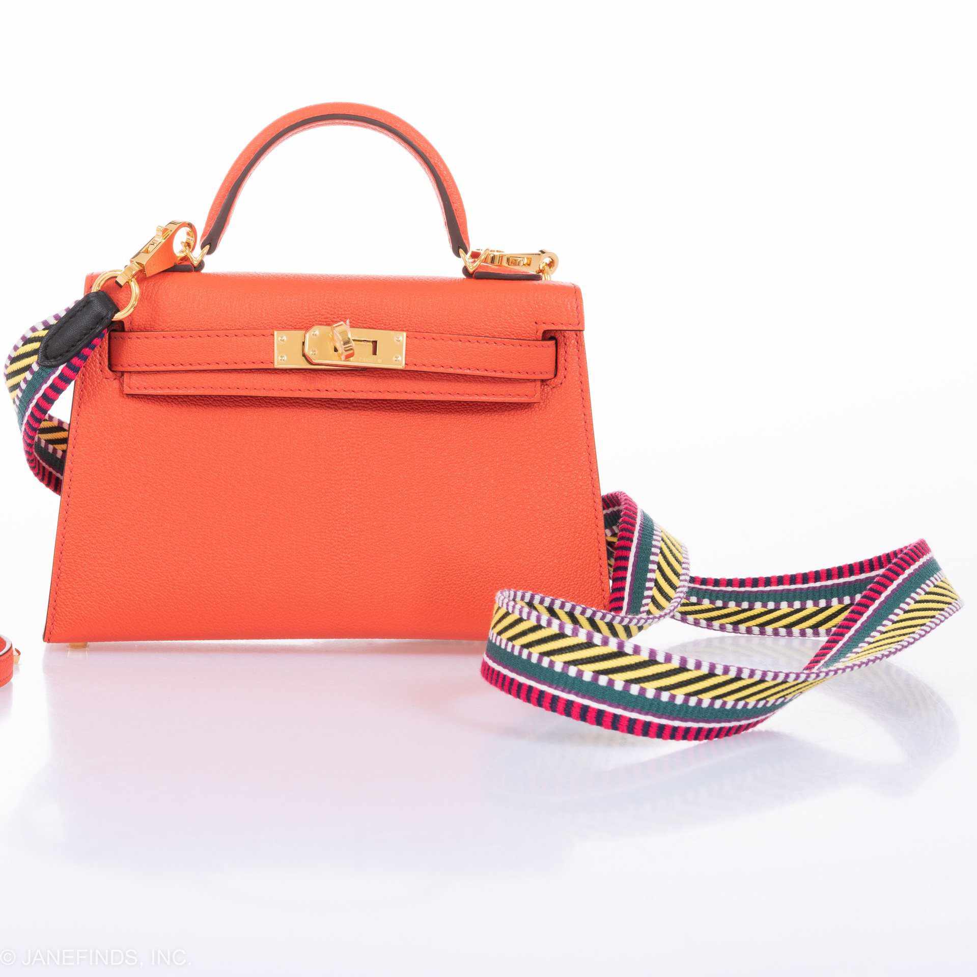 Hermès Kelly 20 Mini II Sellier Orange Poppy Chevre Gold Hardware