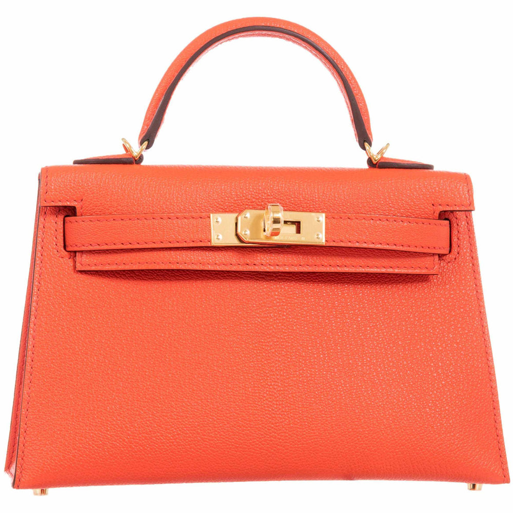 Hermès Kelly 20 Mini II Sellier Orange Poppy Chevre Gold Hardware