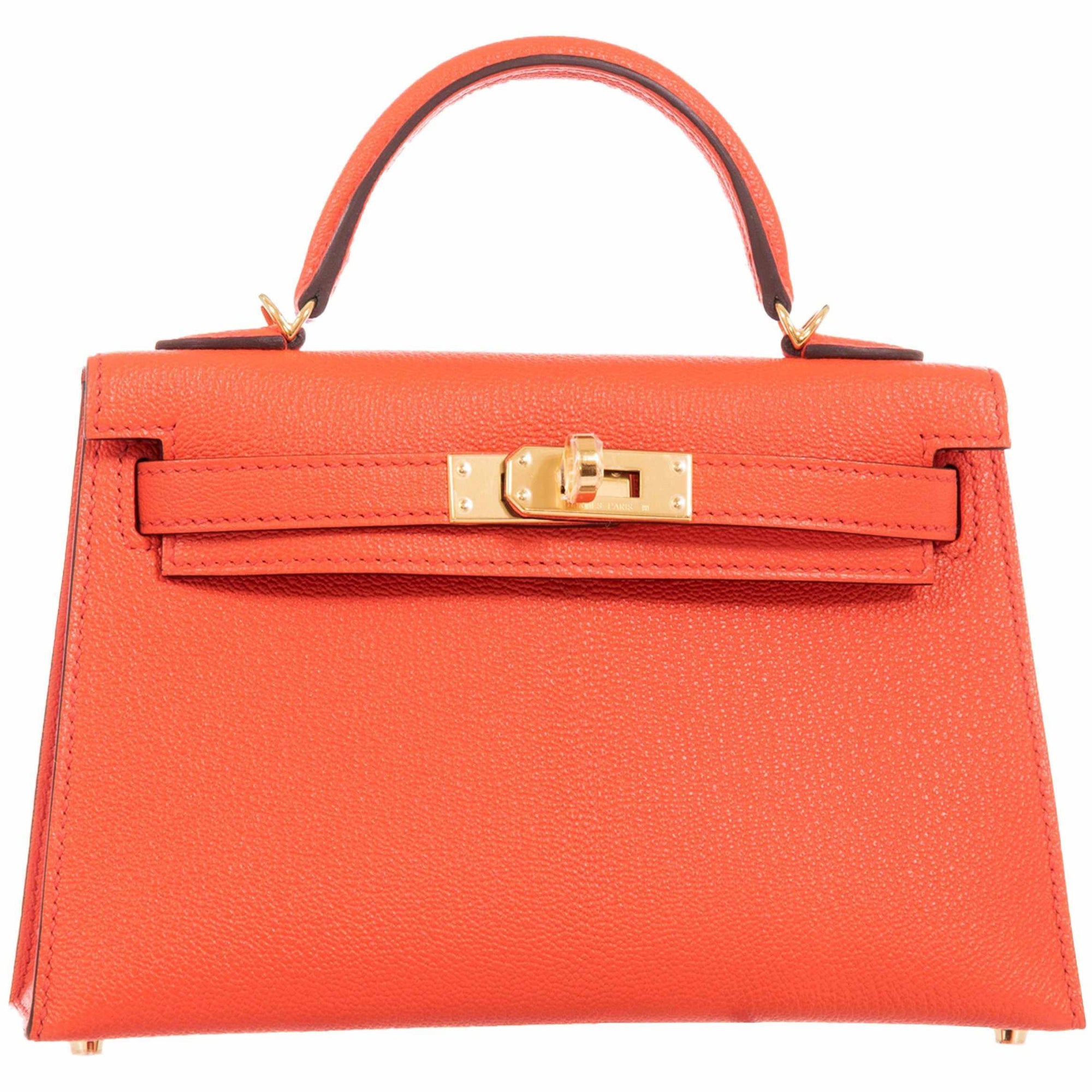 Hermès Kelly 20 Mini II Sellier Orange Poppy Chevre Gold Hardware