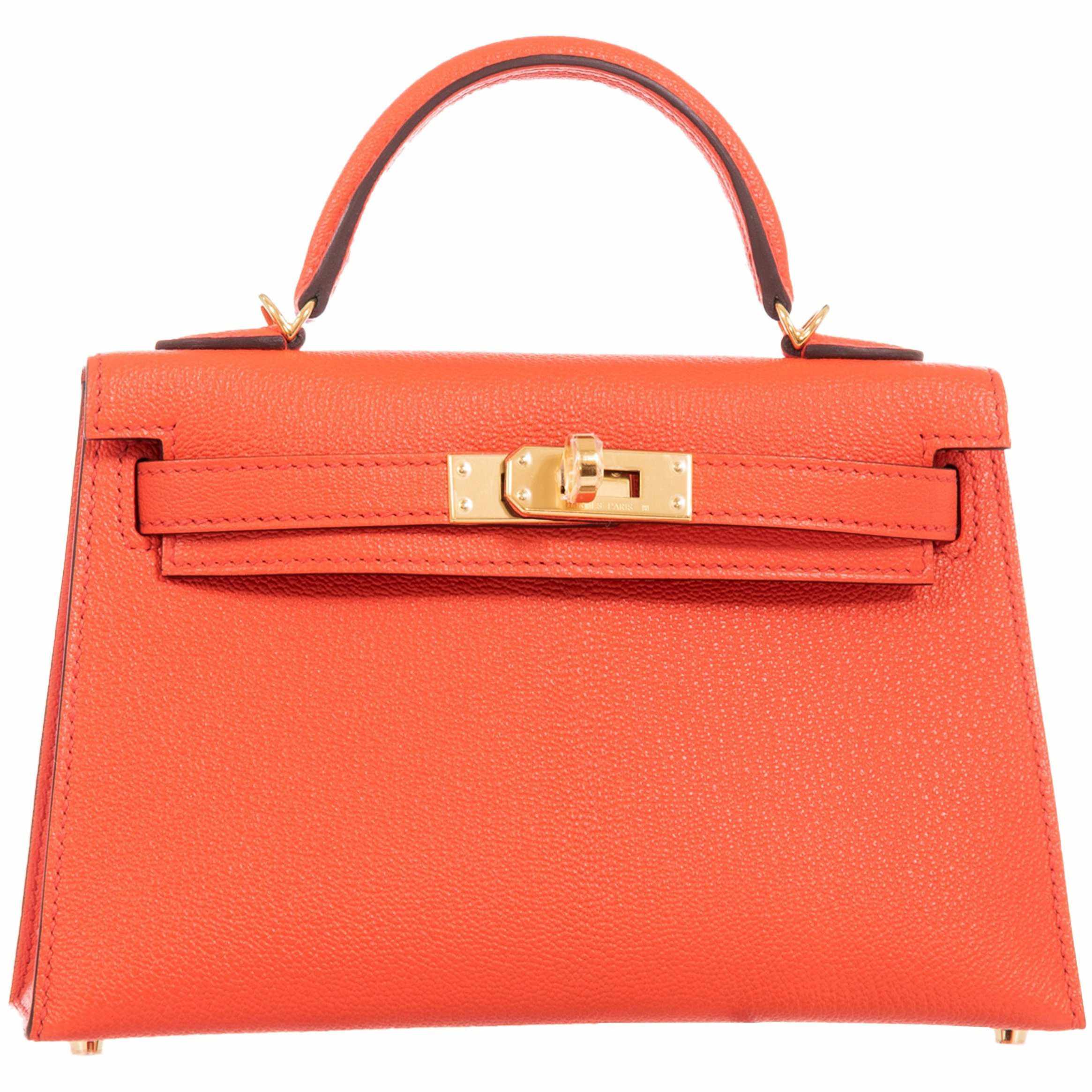 Hermès Kelly 20 Mini II Sellier Orange Poppy Chevre Gold Hardware