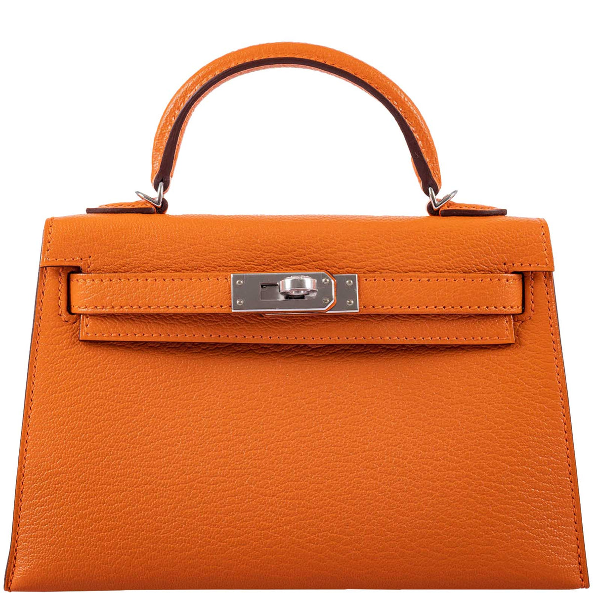 A LIMITED EDITION ORANGE H & GOLD CHÈVRE LEATHER MINI KELLY 20 II