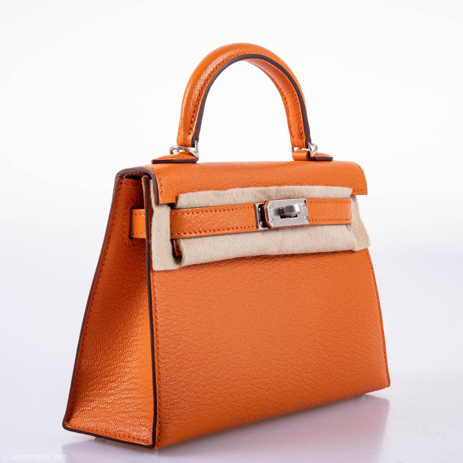 Hermès Kelly 20 Mini II Sellier Orange Verso Gold Chevre Palladium Hardware