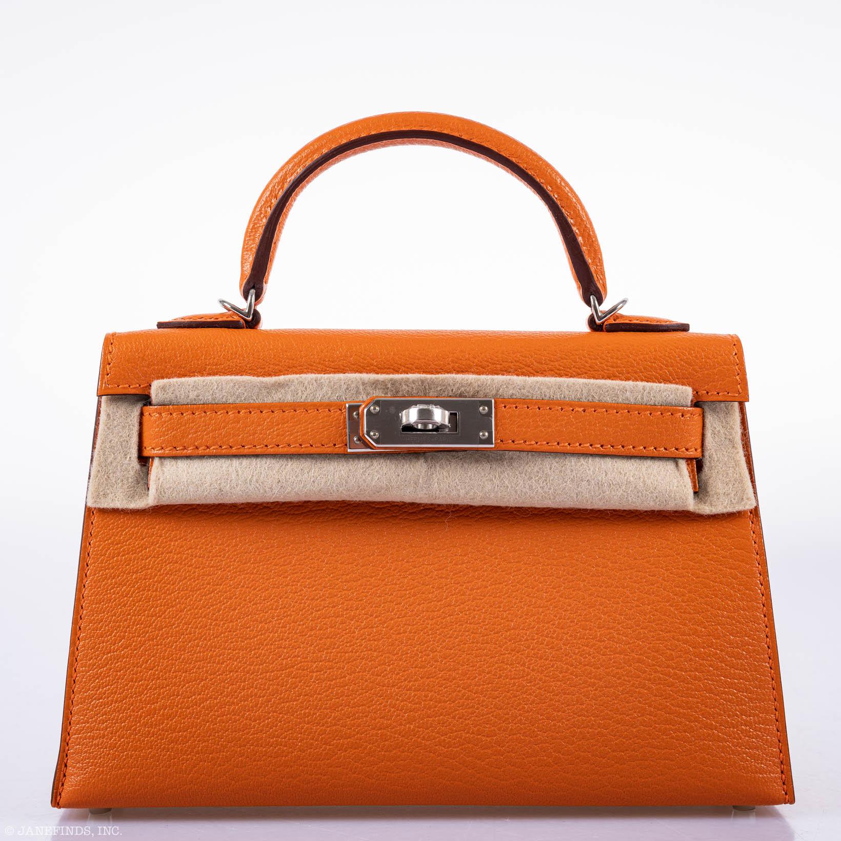 Hermès Kelly 20 Mini II Sellier Orange Verso Gold Chevre Palladium Hardware