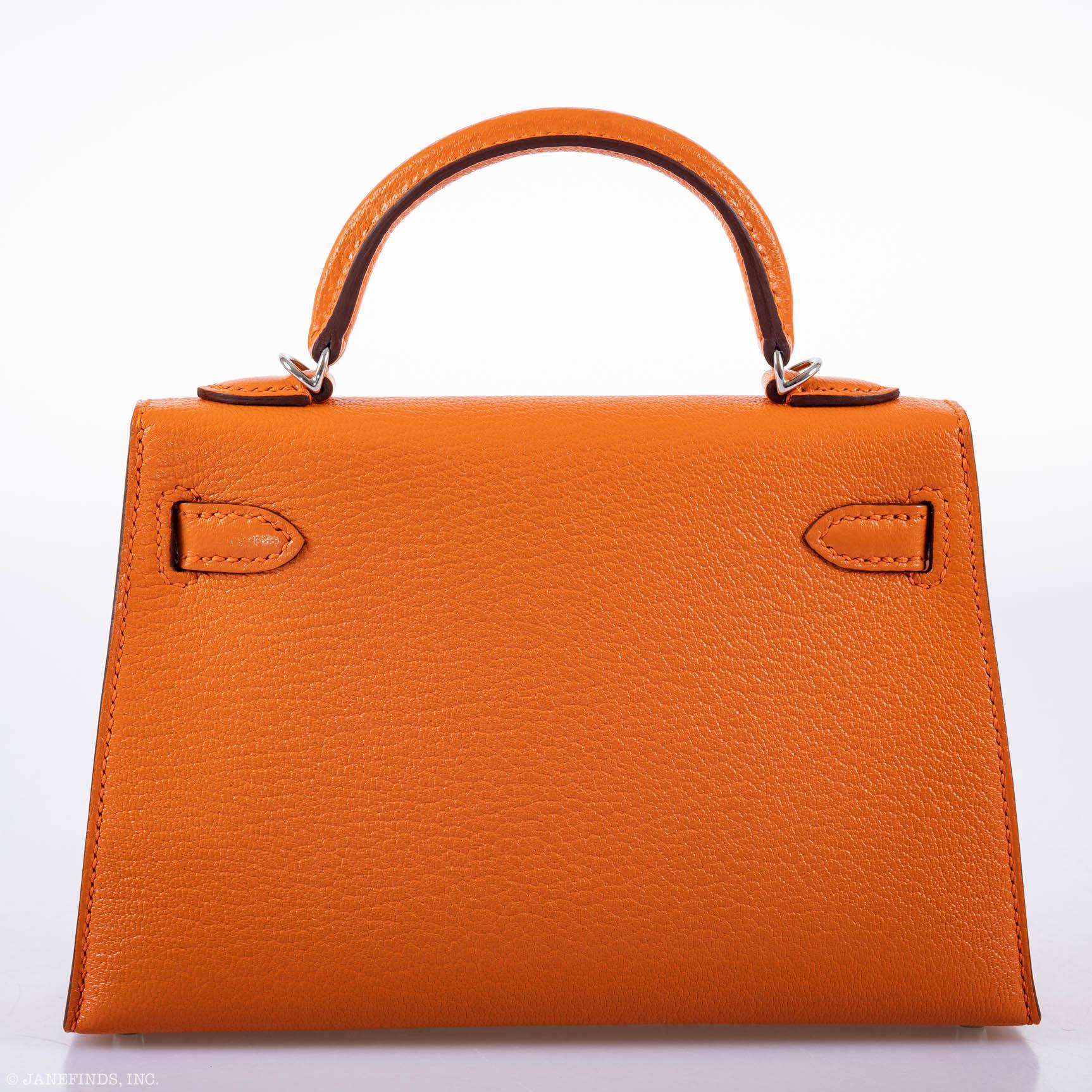 Hermès Kelly 20 Mini II Sellier Orange Verso Gold Chevre Palladium Hardware