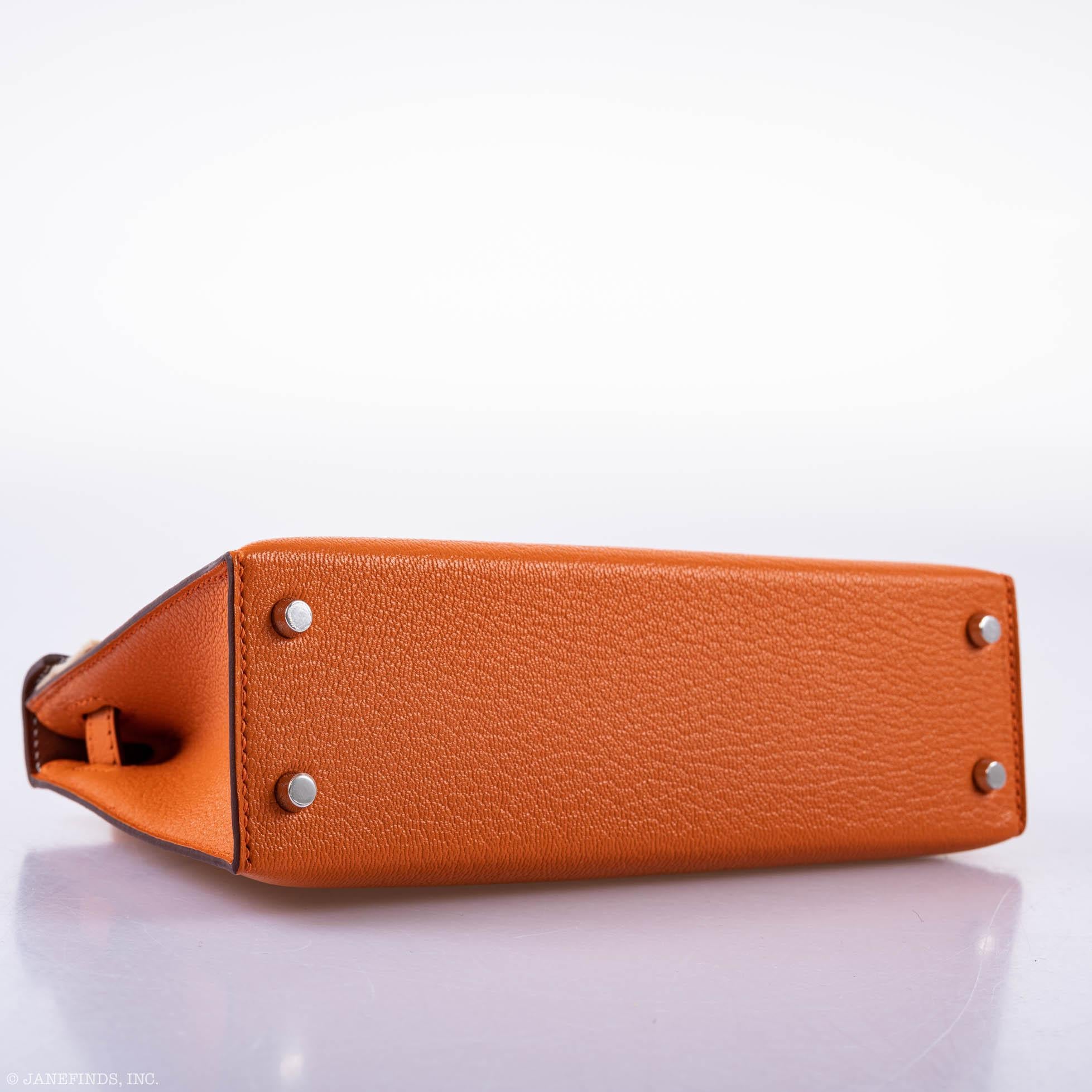 Hermès Kelly 20 Mini II Sellier Orange Verso Gold Chevre Palladium Hardware