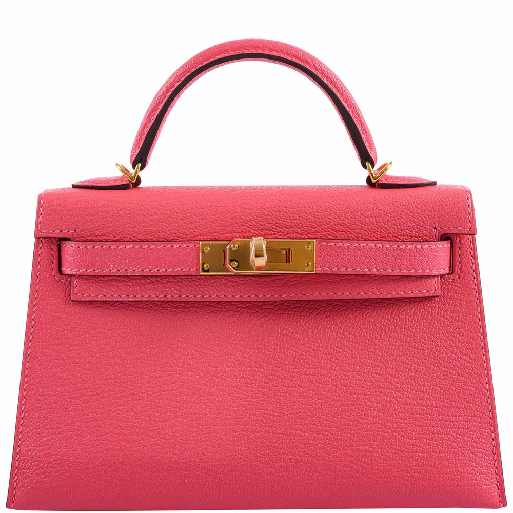 Hermès Kelly 20 Mini II Sellier Rose Lipstick Chevre leather Gold Hardware
