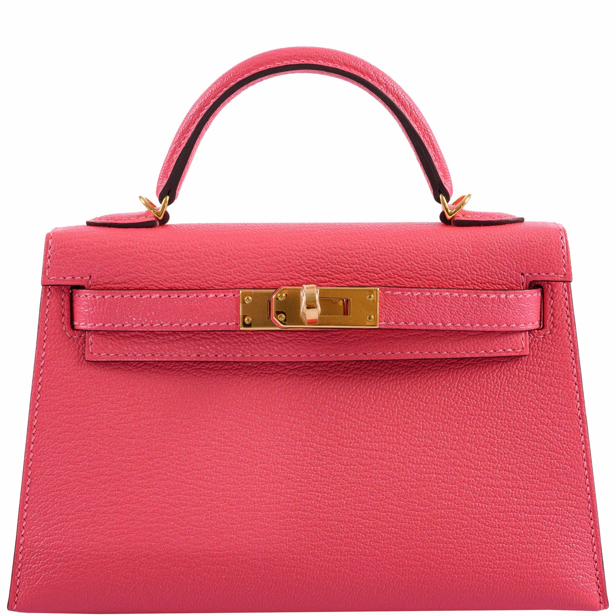 Hermès Kelly 20 Mini II Sellier Rose Lipstick Chevre leather Gold Hardware