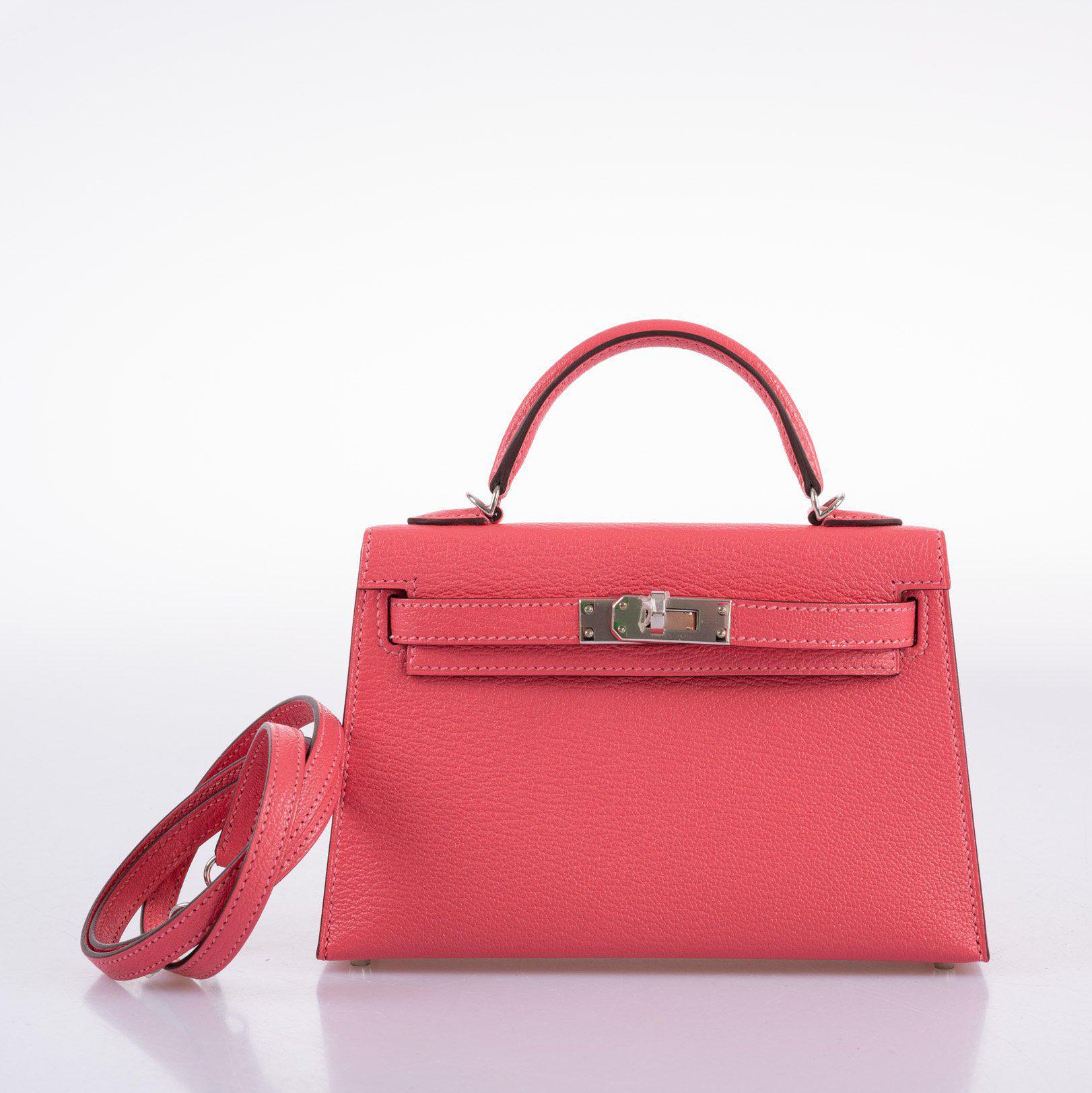 Hermès Kelly 20 Mini II Sellier Rose Lipstick Chevre leather Palladium Hardware