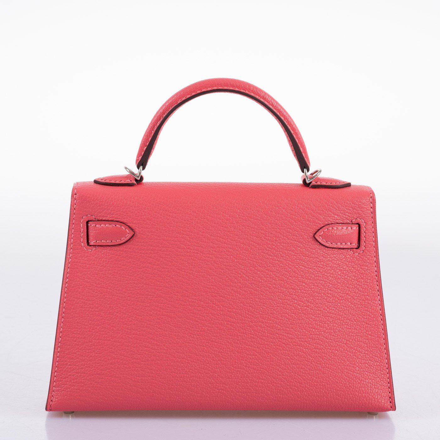 Hermès Kelly 20 Mini II Sellier Rose Lipstick Chevre leather Palladium Hardware