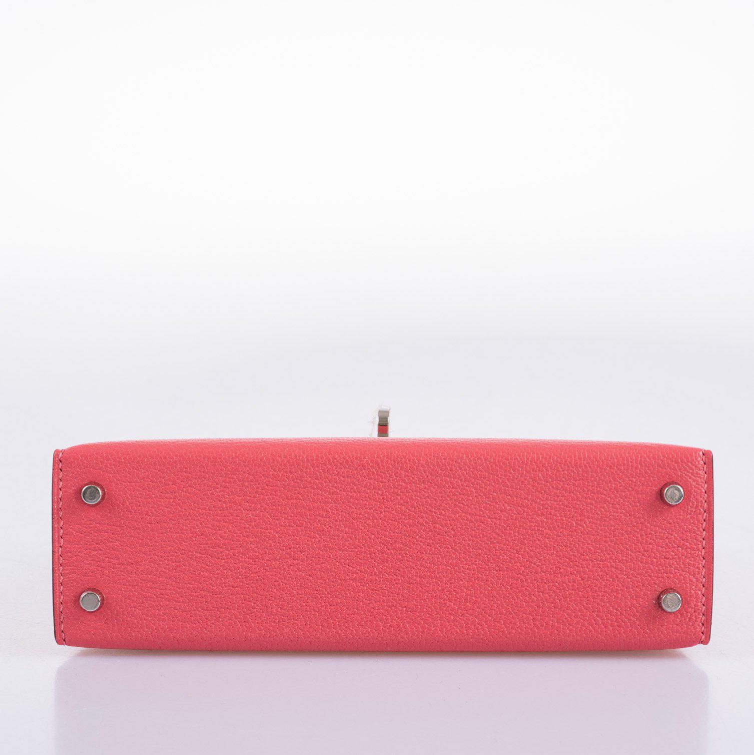 Hermès Kelly 20 Mini II Sellier Rose Lipstick Chevre leather Palladium Hardware