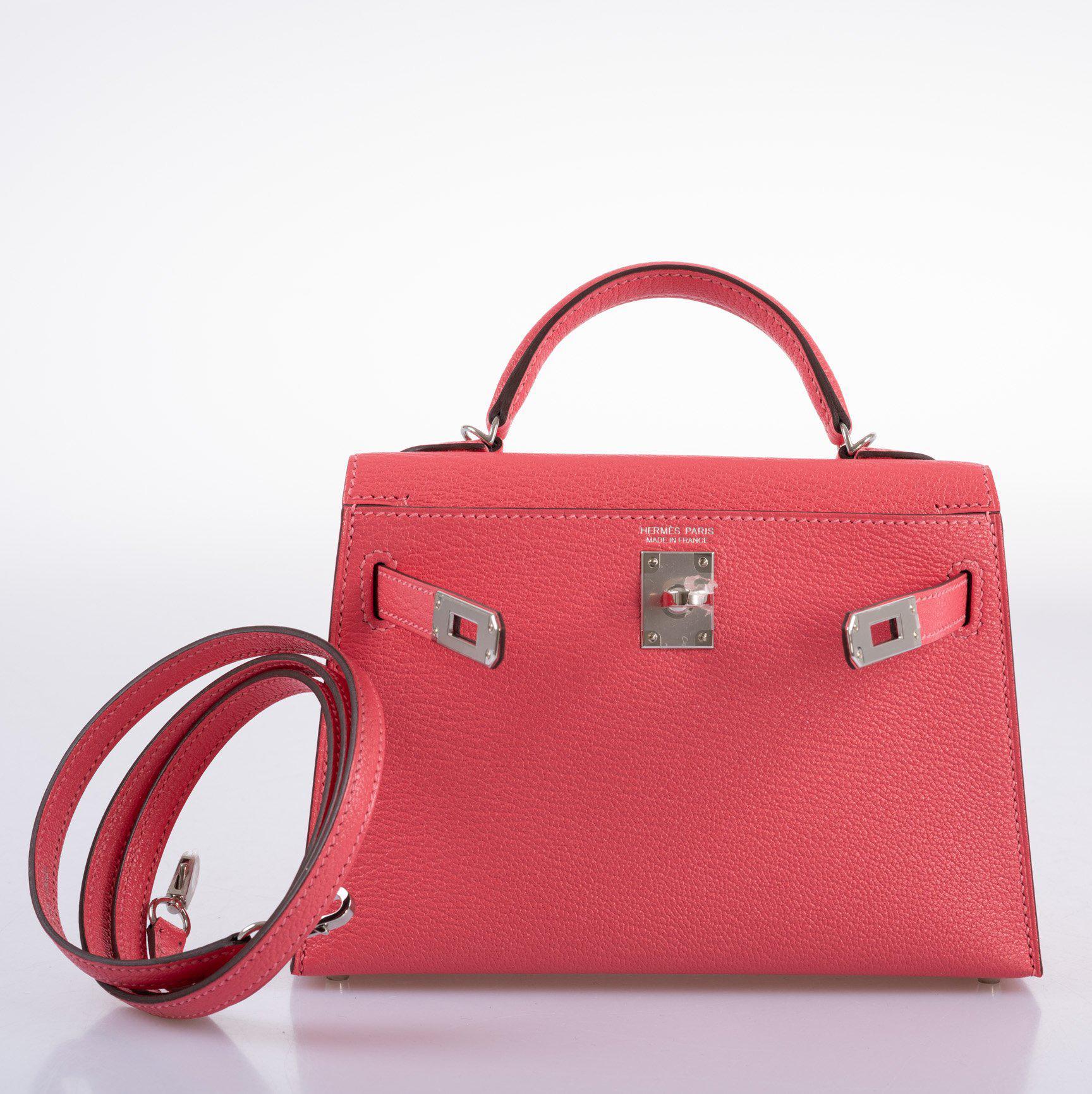 Hermès Kelly 20 Mini II Sellier Rose Lipstick Chevre leather Palladium Hardware