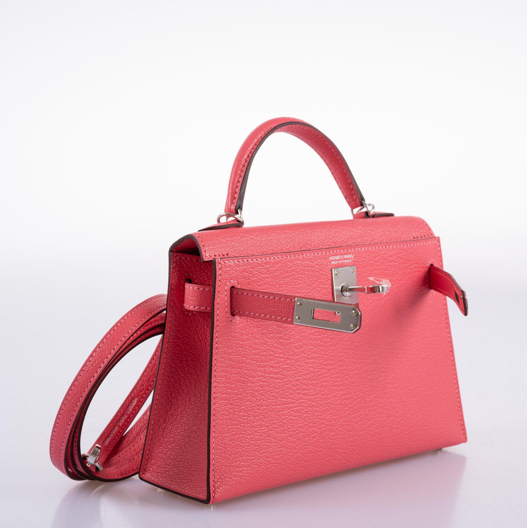 Hermès Kelly 20 Mini II Sellier Rose Lipstick Chevre leather Palladium Hardware