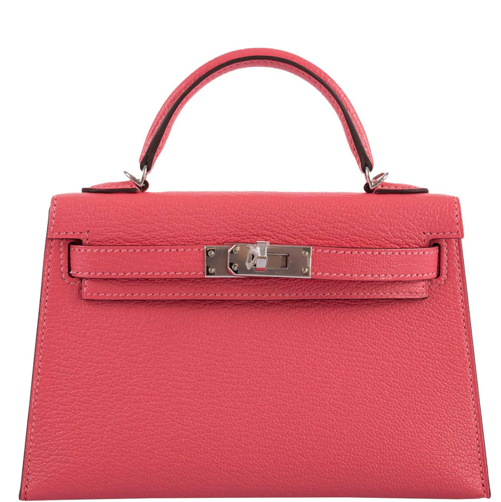 Hermès Kelly 20 Mini II Sellier Rose Lipstick Chevre leather Palladium Hardware