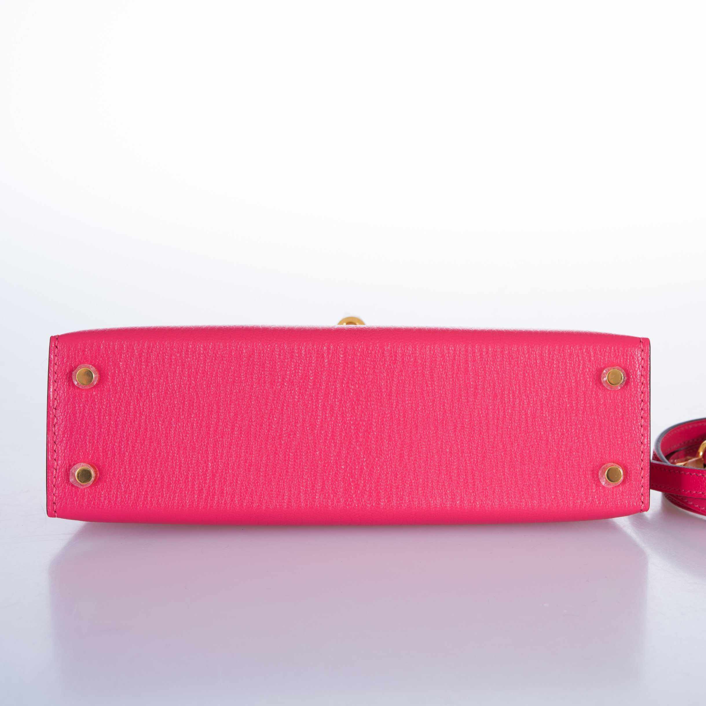 Hermès Kelly 20 Mini II Sellier Rose Lipstick Pink Chevre Gold Hardware