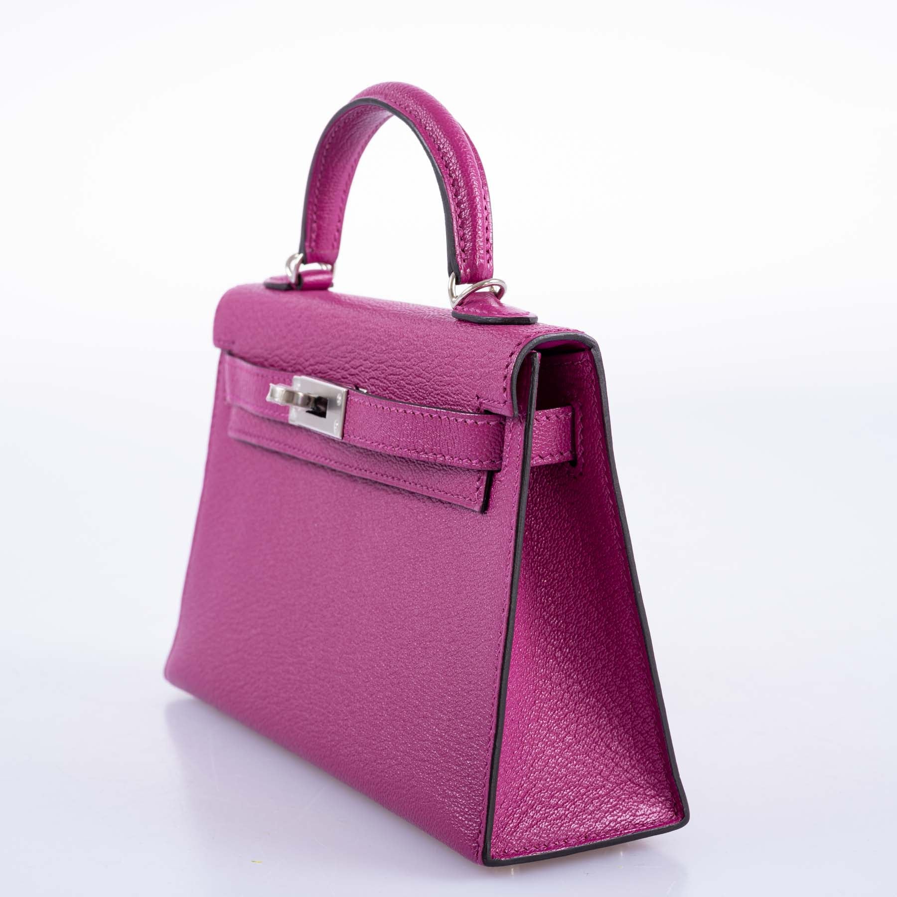 Hermès Kelly 20 Mini II Sellier Rose Pourpre Chevre Leather Palladium Hardware