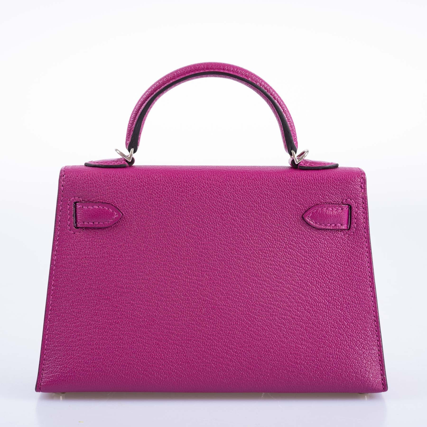 Hermès Kelly 20 Mini II Sellier Rose Pourpre Chevre Leather Palladium Hardware