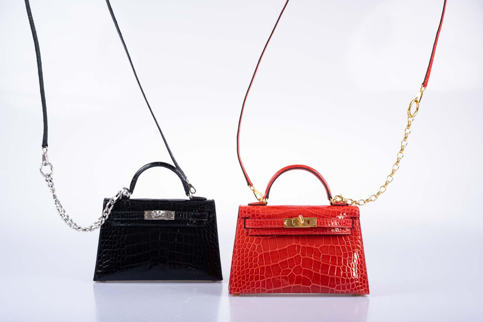 Hermès Kelly 20 Mini II Sellier Rouge de Coeur Shiny Alligator with Gold Hardware