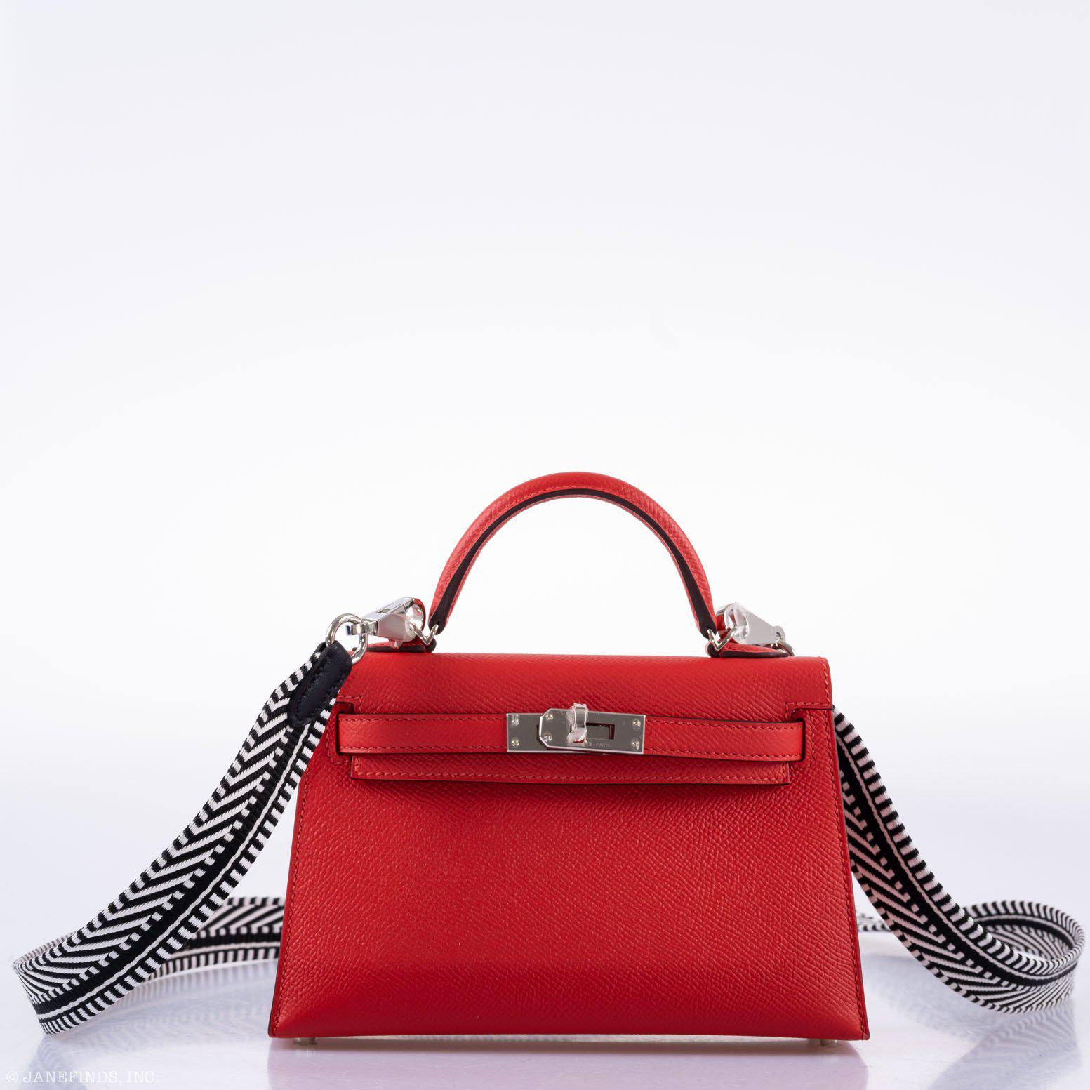 Hermès Kelly 20 Mini II Sellier Rouge Tomate Epsom Palladium Hardware