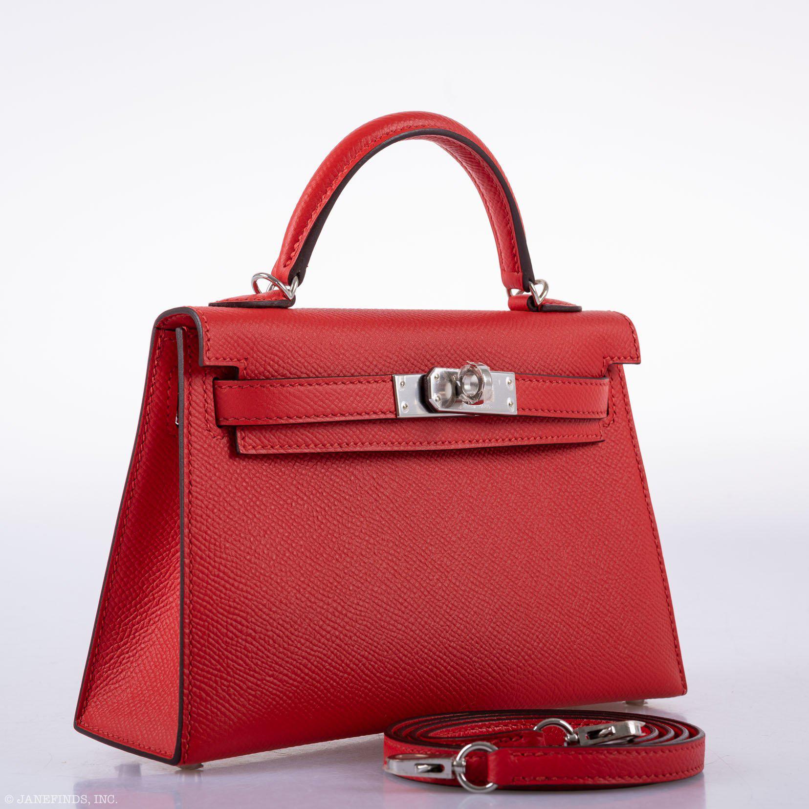 Hermès Kelly 20 Mini II Sellier Rouge Tomate Epsom Palladium Hardware