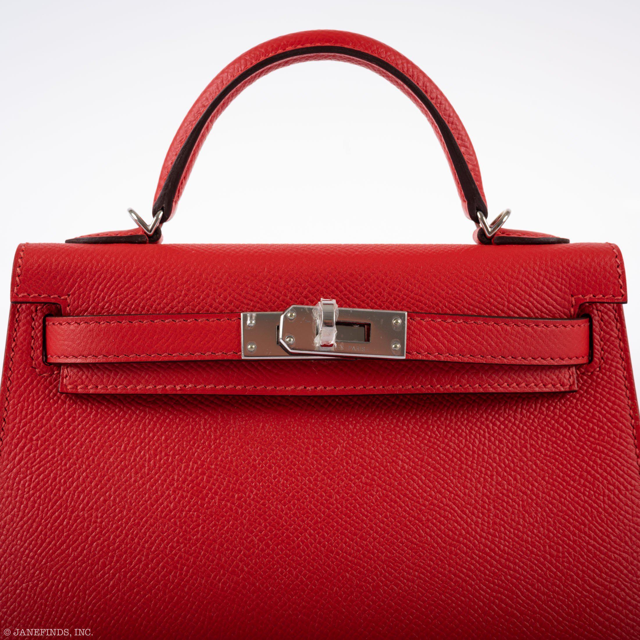 Hermès Kelly 20 Mini II Sellier Rouge Tomate Epsom Palladium Hardware
