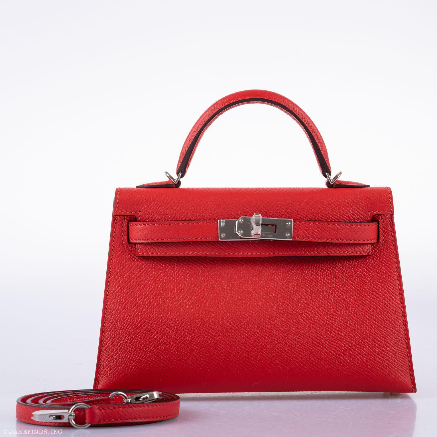 Hermès Kelly 20 Mini II Sellier Rouge Tomate Epsom Palladium Hardware
