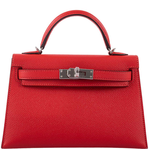 Hermès Kelly 20 Mini II Sellier Rouge Tomate Epsom Palladium Hardware - 2020, Y