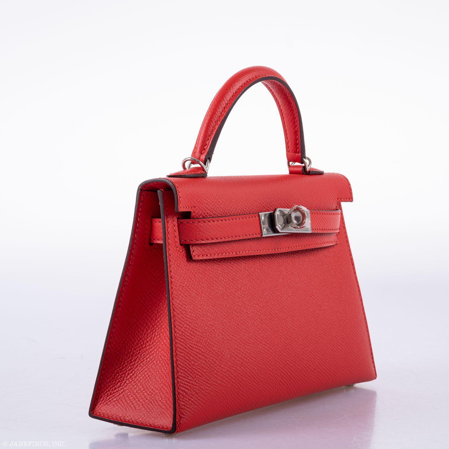 Hermès Kelly 20 Mini II Sellier Rouge Tomate Epsom Palladium Hardware