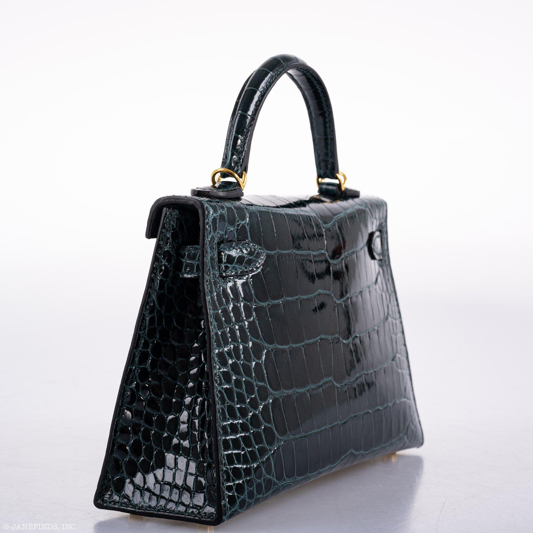 Hermès Kelly 20 Mini II Sellier Vert Cypress Alligator Gold Hardware
