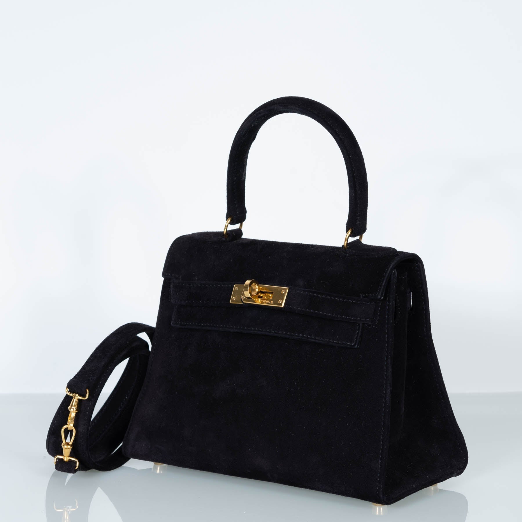 Hermès Kelly 20 Mini Sellier Black Noir Veau Doblis Suede Gold Hardware