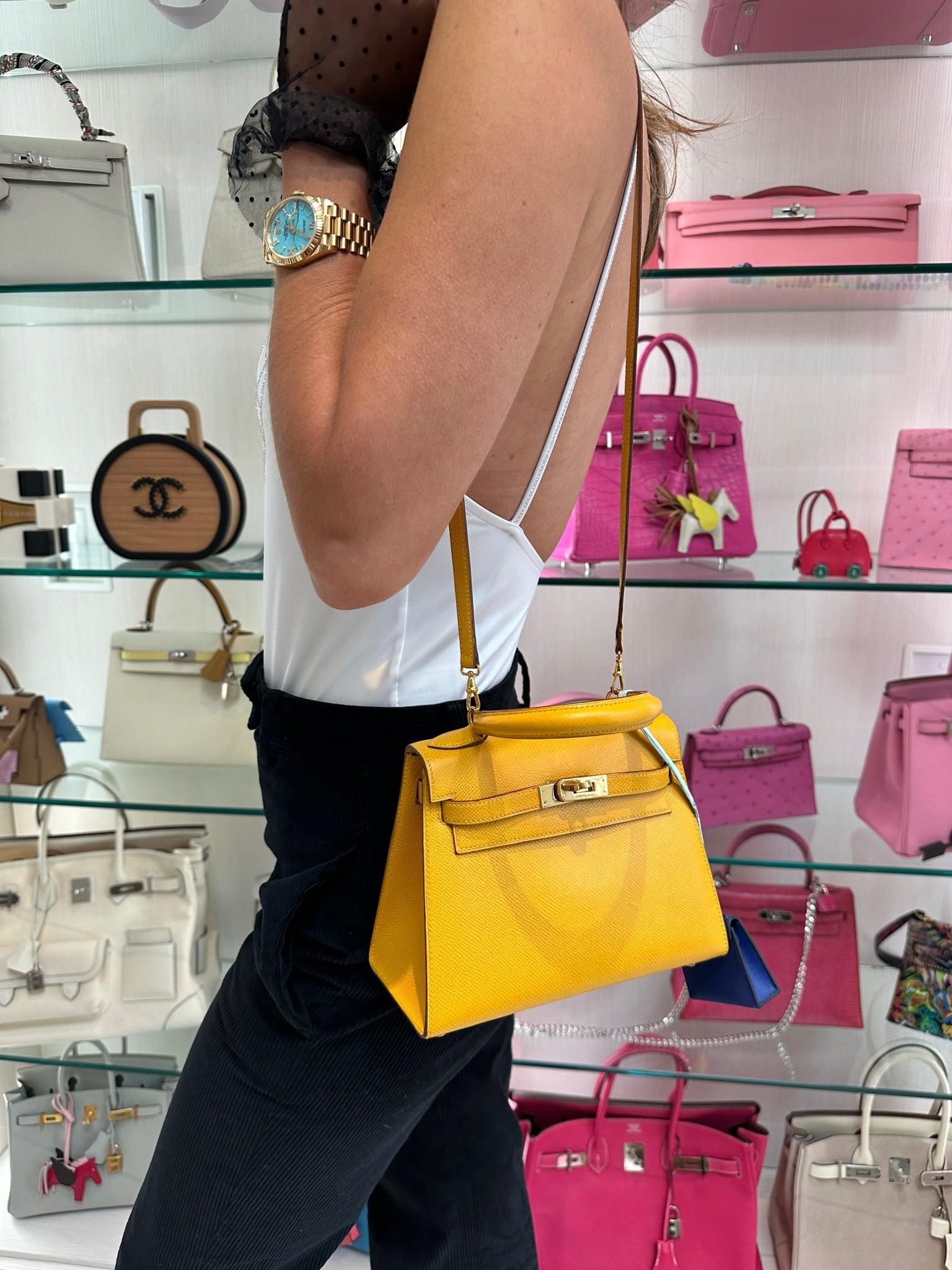 Hermès Mini Kelly 20 Sellier Jaune Courchevel Gold Hardware