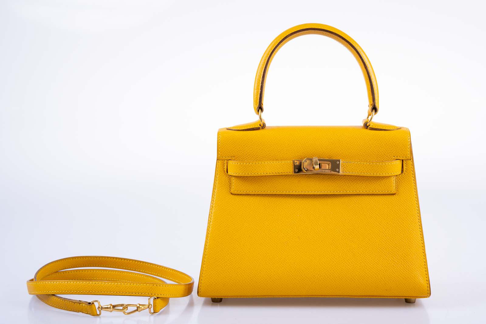 Hermès Mini Kelly 20 Sellier Jaune Courchevel Gold Hardware
