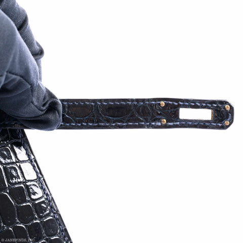 Hermès Kelly 20 Mini Sellier Shoulder Black Porosus Crocodile Gold Hardware - 1981