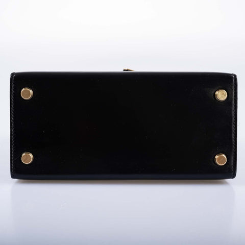 Hermès Kelly 20 Mini Sellier Vintage Black Box Leather with Gold Hardware