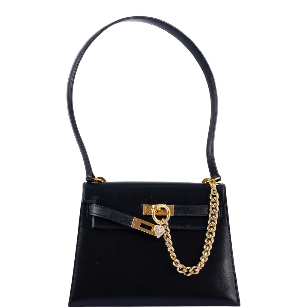 Hermes Mini Kelly 20 Sellier Bag in Black Epsom Leather with Gold