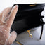Hermès Kelly 20 Mini Sellier Vintage Shiny Black Noir Porosus Crocodile with Gold Hardware