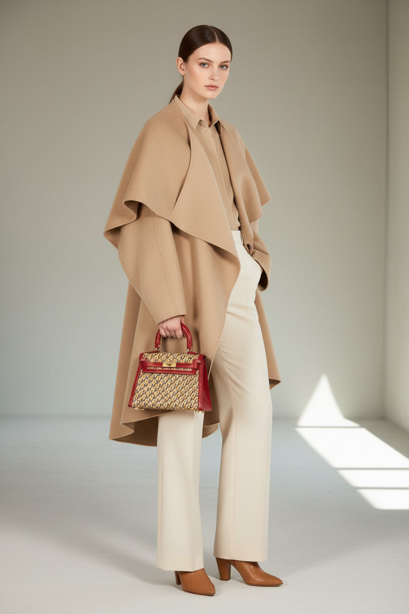Hermès Vintage Kelly 20 Sellier Owl Print Jaune Silk & Rouge Vif Box Calf Gold Hardware