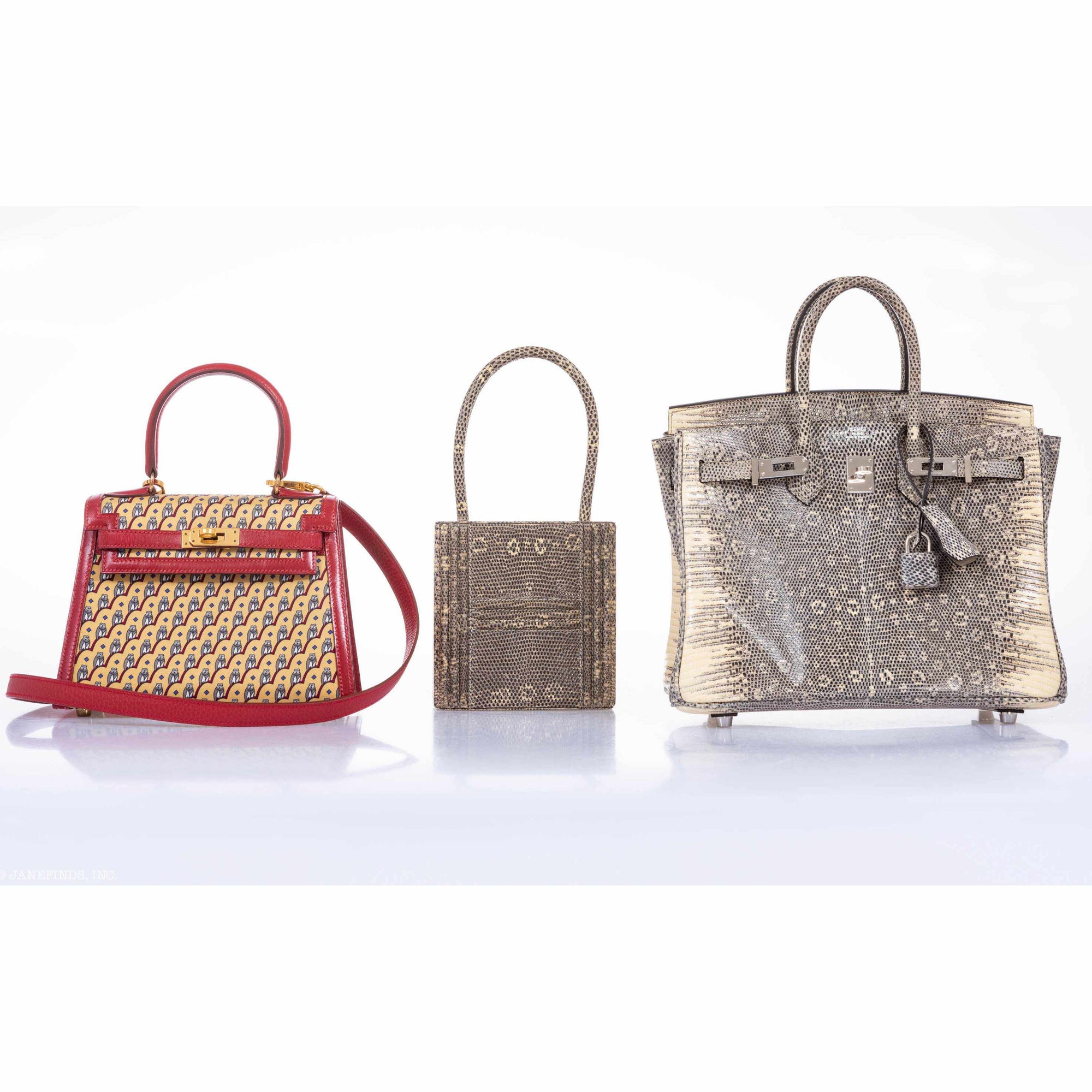 Hermès Vintage Kelly 20 Sellier Owl Print Jaune Silk & Rouge Vif Box Calf Gold Hardware