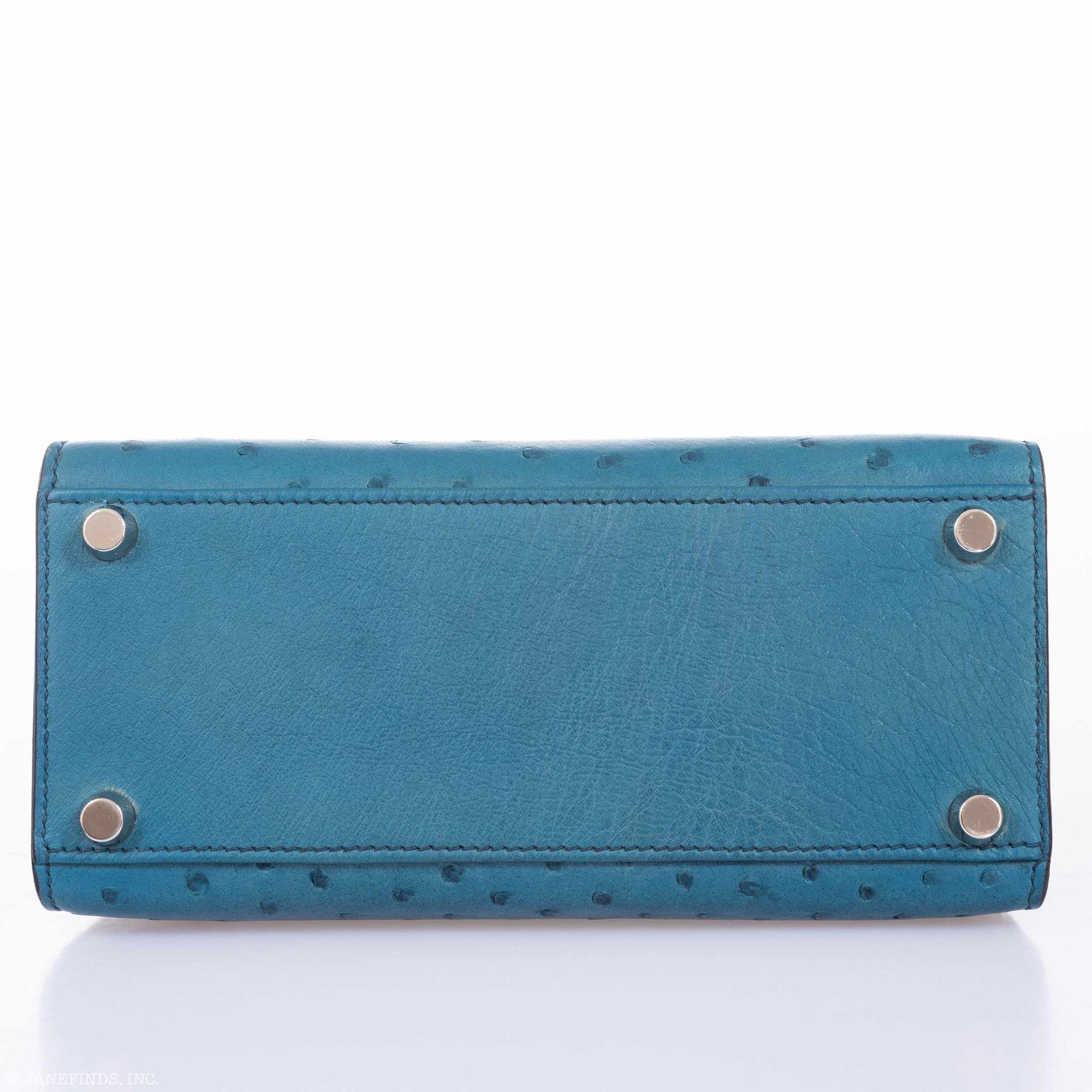 Hermès Kelly 20 Sellier Blue Jean Ostrich Palladium Hardware