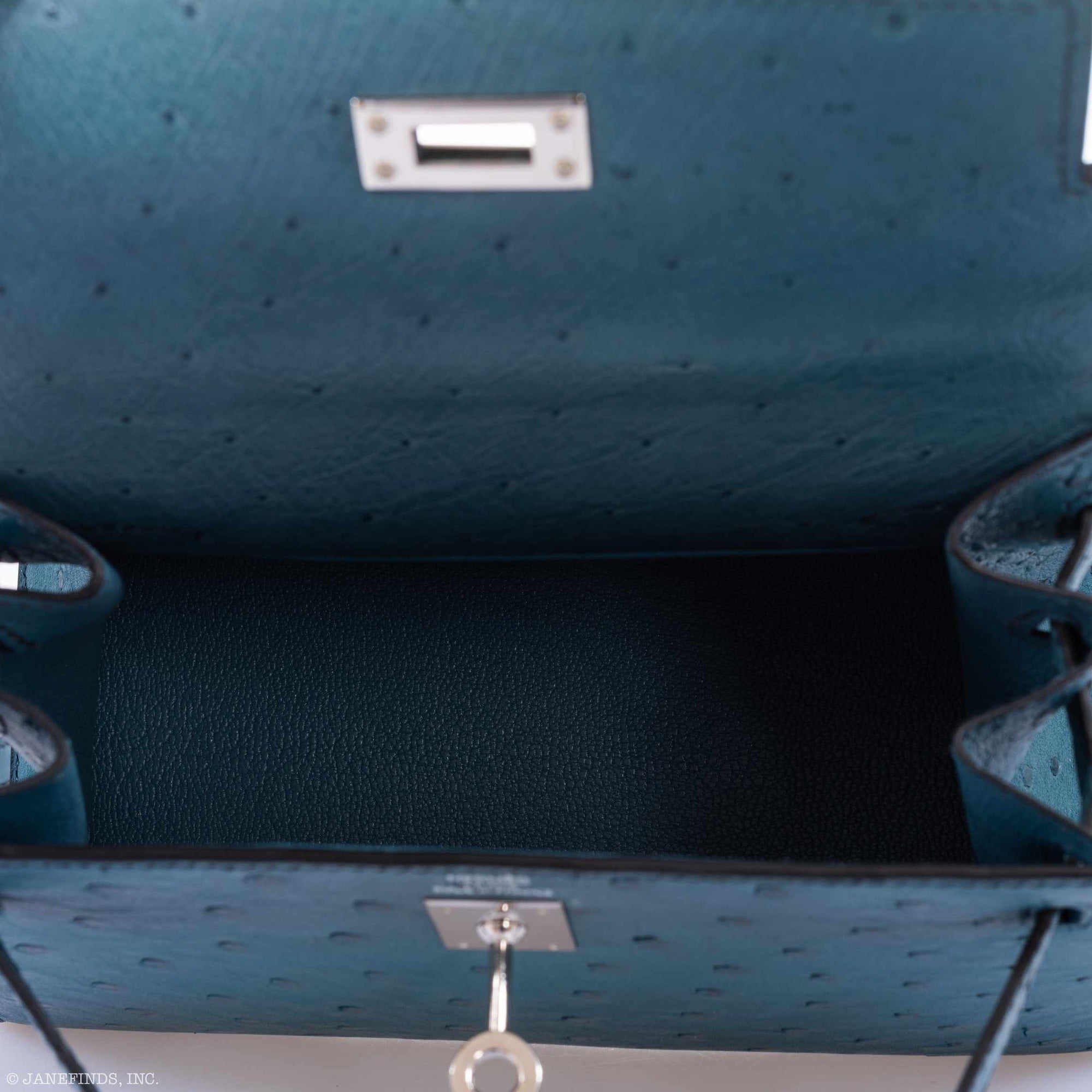 Hermès Kelly 20 Sellier Blue Jean Ostrich Palladium Hardware
