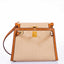 Hermès Kelly 20 Sellier Gold Ostrich & Natural Toile Gold Hardware - Vintage Rare